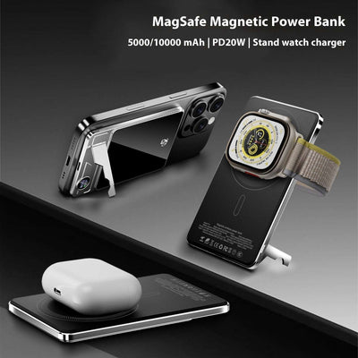 Magsafe Stand Magnetic Wireless Power Bank, Pro Convertible Magnetic Wireless Charging, MagSafe Charger Stand for Apple, Kickstand MagSafe Battery Pack, MagSafe power bank, magnetic wireless chargers, 